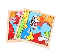 INOOMP 2 Set giocattolo puzzle in legno puzzle di forme blocchi che fa i primi passi bordo di puzzle animale bloccare i giocattoli puzzle Di legno