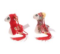 INOOMP 2 statuette dell'Anno della Capra 2027, pecore di peluche per il | Peluche a forma di agnello dello zodiaco cinese, 11 cm, morbido, rosso, con statuetta, ciondolo o ornamento da appendere,