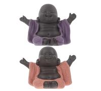 INOOMP 2 statuette in miniatura del Maitreya felice, in stile cinese, in argilla viola, per il tè da tavolo, per gli amanti del tè e i buddisti.