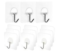 INOOMP 20 Pezzi Ganci Adesivi Trasparenti Forti e Riutilizzabili Appendini Parete Resistenti per Asciugatura Interno ed Esterno Protezione Muro Antitraccia