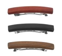 INOOMP 3 Fermagli per Chioma in Legno di Sandalo Minimalisti da 7 Cm, Mollette Piatte per Donna in Colori Nero, Rosso e Verde, Clip Delicate per Styling e Uso Quotidiano da