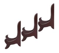 INOOMP 3 Pezzi Supporto per Piatti in Legno Marrone, Espositore Decorativo | Ceramiche e Cookbook, Design Artistico, Finitura Liscia, Stabilità Robusta e Manutenzione Semplice