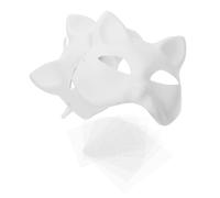 INOOMP 3 Set Gatto Bianca in Carta, Leggera e Creativa, Mezza Faccia per attività Genitore-Figlio e Feste, Design Unico e Realistico da Decorare