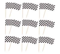 INOOMP 360 Stuzzicadenti Bandierine a Scacchi Nere e Bianche, Mini Decorazioni per Cupcake e Torte da Corsa, Accessori per Feste Tema Gara, Decorazioni Dessert e Antipasti