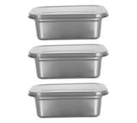 INOOMP 3pezzi Vaschetta Per Gelato in Acciaio Con Coperchio Ermetico Contenitore Per Alimenti e Snack Riutilizzabile Per Congelatore e Frigorifero Per Conservazione Del Gelato e Altri Dol
