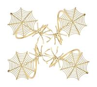 INOOMP 4 Pezzi Anello per Tovagliolo Design Ragnatela in Lega Oro, Decorazione Pratica e Multiuso per Feste di Halloween e Banchetti