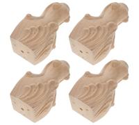 INOOMP 4 Pezzi Gambe per Mobili in Legno Intagliato Beige | Viti Incluse, Installazione Semplice, Stile Europeo per Interni Domestici