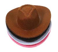 INOOMP 4 Pezzi mini cappello da cowboy piccoli cappelli per bambole Cappello minuscolo mini cappelli da cowgirl per le bevande cappello per bambole tessuto non tessuto Colore Casuale
