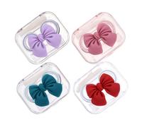 INOOMP 4 Set Contenitore per Lenti a Contatto, Custodia Portatile in Plastica, Piccolo e Leggero, Coperchio Trasparente Integrato, per Uso a Casa al Lavoro, per Familiari e Amici Miopi