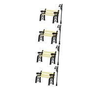 INOOMP 4 Set Simulazione di lampioni del parco. ornamenti da giardino degli gnomi Miniature panchine mini roba del parco della casa delle bambole mini decoro lampione plastica