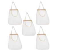 INOOMP 5 pezzi di sacchetti di rete portaoggetti da appendere per cucina, borse traspiranti per verdure montate a parete, borsa portaoggetti traspirante per la spesa, per frutta, cipolle e verdure
