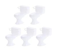 INOOMP 5 Pezzi toilette per bambole gabinetto vasino bambole casa da bagno vasino portatile per i più piccoli mini toilette realistica Accessori per il bagno in miniatura plastica bianca