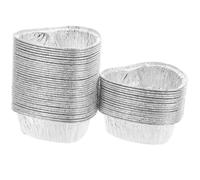 INOOMP 50 Mini Teglie in Alluminio a Forma di Cuore, Pirottini per Cupcake Resistenti al Calore, Stampi Monouso Portatili per Dolci e Grigliate, per Feste e Viaggi