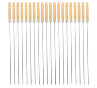 INOOMP 50 pezzi Spiedini Barbecue Acciaio Resistenti Lunghi Piatti e Rotondi con Manico in Legno per Carne Verdure e Grigliate all Aperto