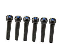 INOOMP 6 pezzi Piroli Ponte per Chitarra in Plastica Nera con Occhio di Gatto Blu Perno per Fissaggio Corde Accessori Sostituzione per Chitarra Acustica Materiale Durevole e Leggero