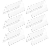 INOOMP 6 Pezzi Segnatavolo Acrilico Trasparente Faccia per Ufficio e Matrimoni Espositore Segnaposto Robusto e Compatto per Nomi e