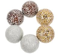 INOOMP 6 Sfere Decorative in Vetro Mosaico 6cm, Set da 6 Palline di Cristallo per Centrotavola, Vasi e Ciotole, Decorazioni per Tavolo da Pranzo e Feste, Decorazione Multicolore Oro,