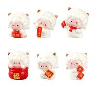 INOOMP 6 simpatiche statuette di pecorelle in miniatura, statuette in | Statuette di pecore zodiacali all'ingrosso per micro fatati, accessori per paesaggi, nascondigli, decorazioni per acquari