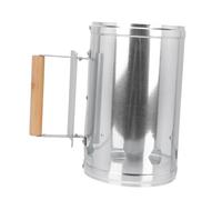 INOOMP Barbecue Carbonella Starter in Metallo Resistente con Manico in Legno Isolante Accendifuoco Rapido per Esterni Adatto per Campeggio e Picnic Ciminiera per Carbonella Riscaldamento