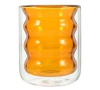 INOOMP Bicchiere Doppia Parete in Vetro da 200ml, Riutilizzabile e Confortevole, per Acqua e Bevande Fredde, e Uso Quotidiano