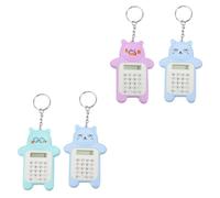 INOOMP Calcolatrice Colore Casuale per Scuola e Ufficio Set da 4 Pezzi Mini Orso Carino in Plastico Display Lcd, Piccola Calcolatrice Tascabile Funzione Percentuale