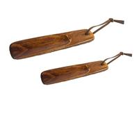 INOOMP Calzascarpe in Legno Marrone Leggero Cordino per Appendere, Riduce Piegamenti e Allevia Mal di Schiena, per Scarpe da Donna e Uomo