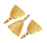 INOOMP Ciondoli Scopa in Saggina Miniatura 3 Pezzi Linea Colorata Avvolta, Accessori Decorativi da Comodino e Portachiavi, Artigianali e Compatti per Regali