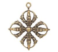 INOOMP Ciondolo buddista Vajra in ottone, amuleto Vajra tibetano da | Dotato di un anello superiore per appenderlo, questo versatile ornamento retrò è perfetto per collane, portachiavi, zaini e