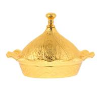 INOOMP Contenitore per Dolci in Lega di Zinco con Coperchio, Stile Vintage Europeo, Resistente All'usura e Antipolvere, per Casa e Caffetteria, Colore Oro Riutilizzabile