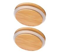 INOOMP Coperchi Rotondi Per Barattoli in Bambù Naturale, Tappi Ermetici Leggeri e Resistenti, Coperchio Della Lattina Riutilizzabile, Per La Conservazione Di Alimenti in Cucina, Confezione Da 2 Pezzi