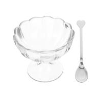 INOOMP Coppetta Gelato con Piede in Plastica 150ml con Cucchiaio | Stile Giapponese, per Yogurt e Frutta, Uso Versatile, Facile da Pulire, Compatta e Pratica