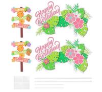INOOMP Decorazioni per Torta di Compleanno 4 Pezzi Stile Foresta Pluviale Hawaiana, Inserti Decorativi Leggeri e Compatti per Feste a Tema Tropicale
