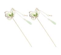 INOOMP Forcina per Chioma Cinese Verde Chiaro in Lega di Zinco Design Vintage e Farfalla, Accessorio Versatile per Acconciature Rapide nella Vita Quotidiana e Feste