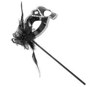 INOOMP Maschera da Ballo Veneziana Design Delicato e Portatile Nera con Piume e Decorazioni Lucenti per Feste di Compleanno e Halloween per Donne e Ragazze