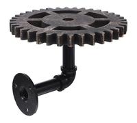 INOOMP Mensola da Parete Vintage in Ferro Tubi e Ingranaggi Neri | Stile Country Americano Retrò, Finitura Anticata Artistica, per Balconi e Decorazione Domestica