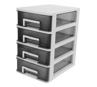 INOOMP Mobiletto Portaoggetti Trasparente a Cassetti Organizer Da Scrivania in Plastica Design Impilabile Per Ufficio e Casa 4 Ripiani Bianca e Nera