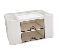 INOOMP Organizer da Scrivania Trasparente con Scatola per Penne Righelli e Cutter Contenitore per Ufficio e Casa Materiale Leggero e Resistente