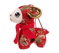INOOMP Pecora di peluche, statuetta di capra come mascotte di Capodanno | Regalo per la Festa di Primavera cinese, souvenir rosso portafortuna per casa, ufficio, negozio, ristorante, vetrina, albero,