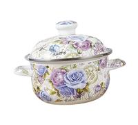 INOOMP Pentola Per Stufati Smaltata Resistente Manici Antiscivolo 20 Cm Per Cucinare Zuppe e Stufati Compatibile Cottura a Induzione Design Vintage Decorativo e Facile Da Pulire