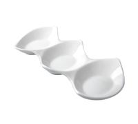 INOOMP Piatto in Ceramica per Salsa Tre Scomparti, Ciotole per Intingere Condimenti, Piatto Antipasto per Casa e Ristorante, Facile da Pulire e Sicuro per Uso Alimentare, 28 Cm