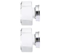 INOOMP Pomello per Mobile in Cristallo Trasparente Quadrato 2 Pezzi, Maniglia in Vetro Artificiale per Cassetti Armadio e Scrivania, Stile Classico per Arredamento Casa