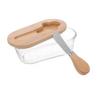 INOOMP Porta Burro con Coperchio: Contenitore Rettangolare per Formaggi da 300ml - Piatto per Burro con Coltello - Vasetto Ermetico in Vetro per Conservazione Alimentare