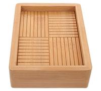 INOOMP Portasapone in Bambù Design Rustico e Supporto per Spugne Abrasive, Contenitore Rettangolare per Sapone da Bagno e Cucina