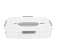 INOOMP Portauova con manico, contenitore portaoggetti a 18 scomparti per | Contenitore impilabile con coperchio, porta uova ripiene portatile per viaggi e cucina, uova fresche