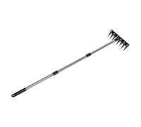 INOOMP Rastrello da Giardino con 8 Denti in Ferro e Alluminio, Manico Regolabile e Struttura Portatile per Piccole Fattorie e Aree Comuni, Costruzione Resistente
