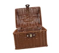 INOOMP Scatola Portaoggetti Rettangolare in Rattan Con, Cestino Decorativo in Miniatura, Boho, Per Esposizione E Stoccaggio in Casa, 25x19,5x18