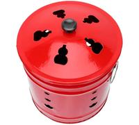 INOOMP Secchio Stili multipli Inceneritore in Smalto Rosso per Bruciare Carta e Rifiuti, Resistente e Versatile Design Creativo Coperchio Pratico per Cortile e Culto Stili multipli