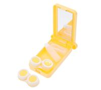 INOOMP Set 2 Contenitori Portatili per Lenti a Contatto in Plastica, Custodia Compatta e Leggera Decorativa Gialla, Organizzatore da Viaggio per Lenti Cosmetiche Protettivo e Tascabile