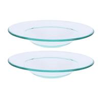 INOOMP Set 2 Pezzi Piatto per Bruciatore di Cera in Vetro Borosilicato Alto, Accessori per Profumatori a Olio Essenziale e Scalda Cera Doppio, per Aromaterapia