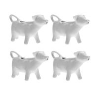 INOOMP Set 4 Pezzi Bricchi in Ceramica Bianca a Forma di Mucca da 40ml, Facili da Impugnare per Servire Salsa e Latte in Ristorante o Hotel